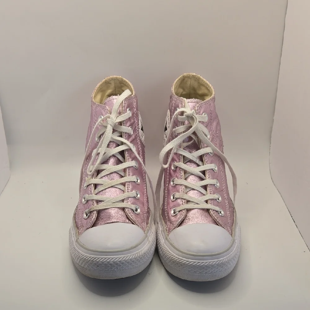 Converse AllStar Lux Mid Hidden Hi Top Wedge Heel Sneakers Metallic Fuschia Sz 9